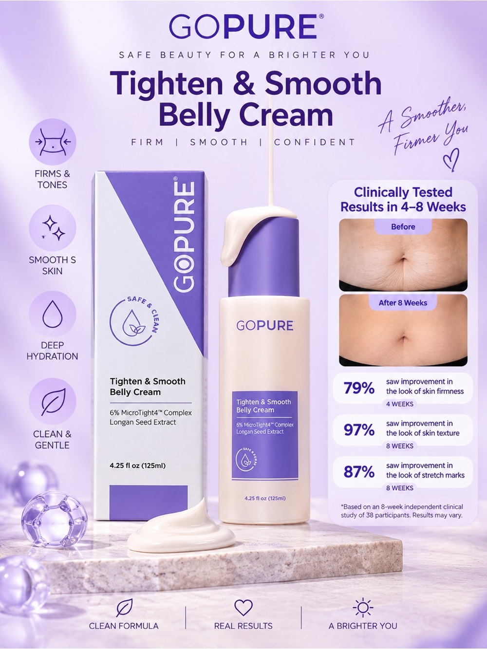 Gopure Tighten & Smooth Belly Cream EXP:2027/12